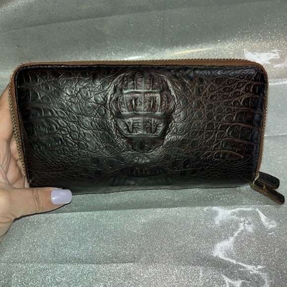Godane Genuine Crocodile Embossed Leather Long Zippy Wallet. Vtg Exotic Japan! - Picture 2 of 14